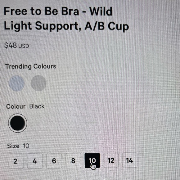 Free to Be Bra - Wild Light Support, A/B Cup - Black SZ. 10 - Picture 6 of 6